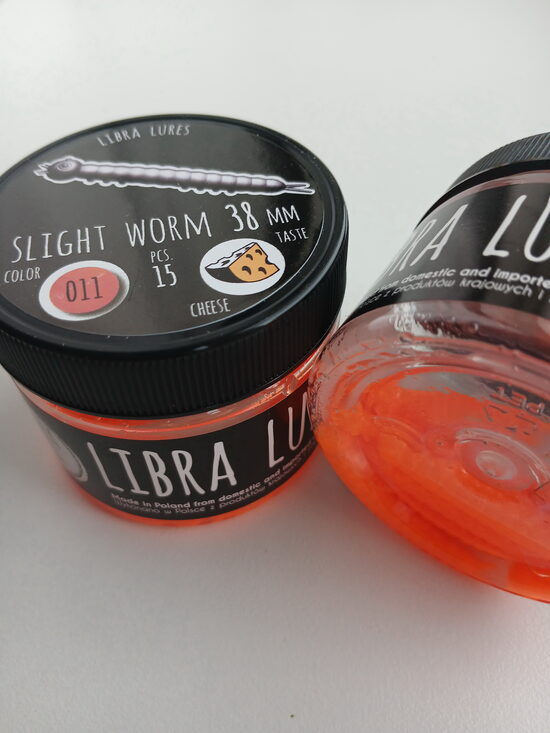 Slight Worm 38mm, 011-Hot Orange, 0,25gr, Cheese, 15psc/pack